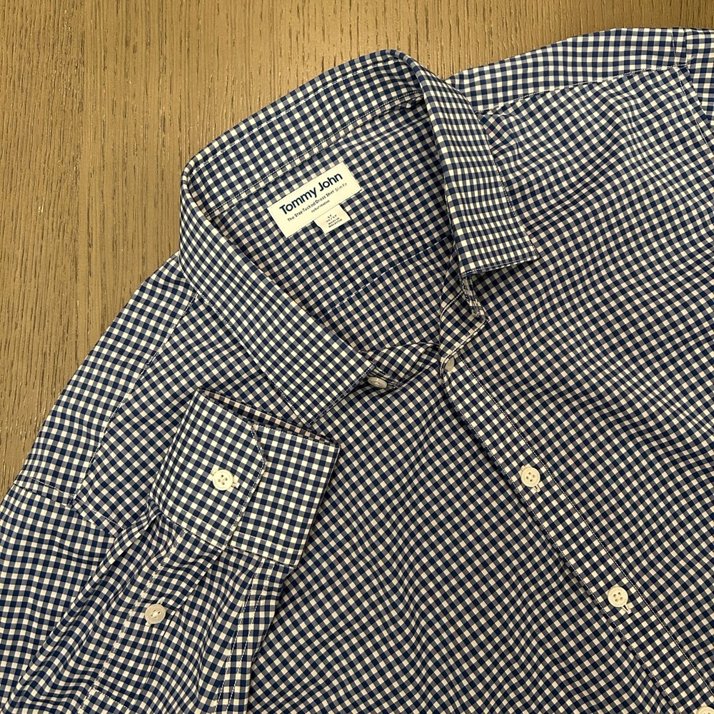 Tommy John Navy and White Checkered Casual Shirt